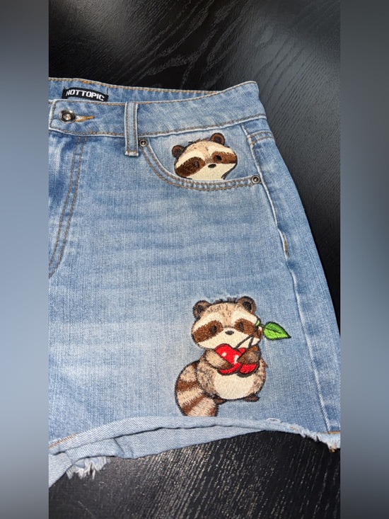 Thorn & Fable Raccoons & Cherries Gingham Shorts - Picture 4 of 12